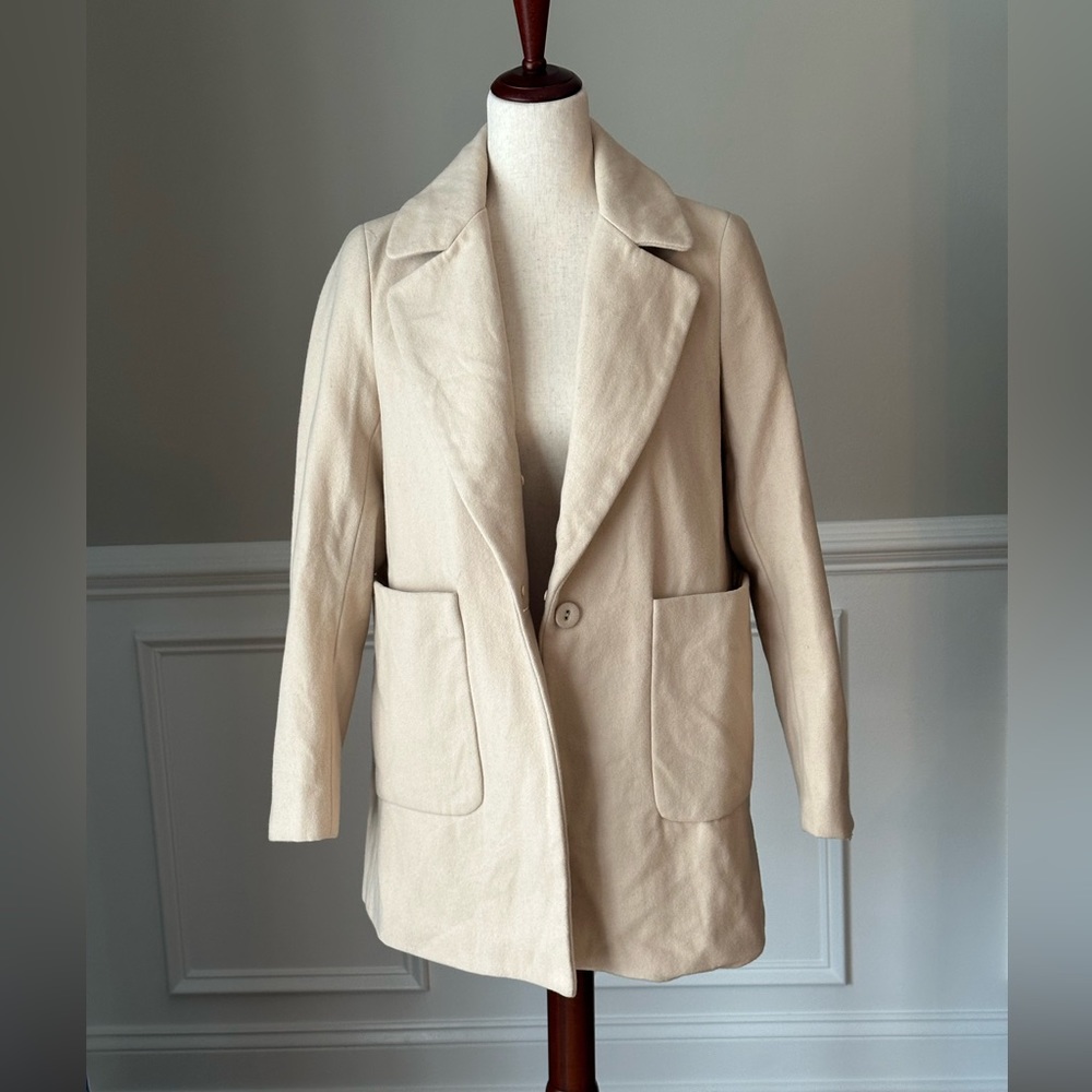 Zara Basic Light Tan One Button Jacket Size Small - image 2
